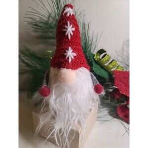 NWT Nordic Gnome Christmas Ornament 8" Red Knit Hat White Felt Body Midwest Gift